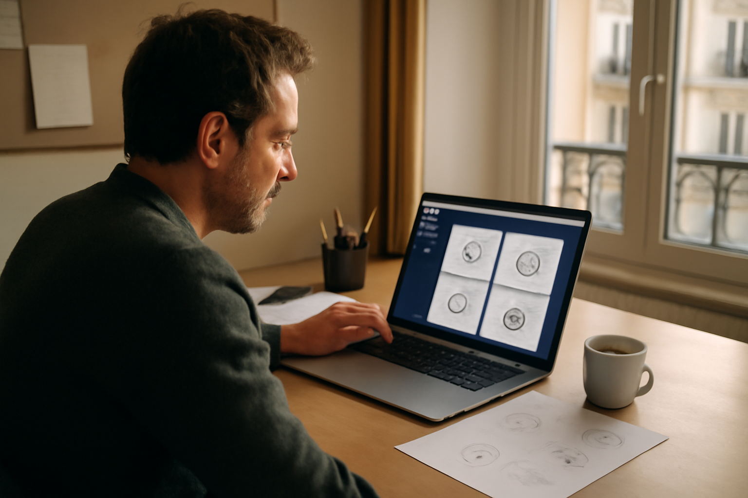 Logo IA looka sur écran d’ordinateur portable en bureau français