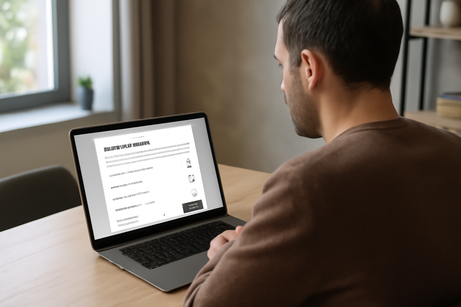 Personne consultant des paramètres de confidentialité sur un ordinateur portable dans un bureau calme