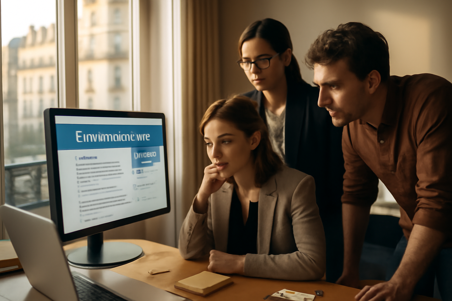 Photo réaliste d'une équipe française évaluant qwen2.5-max sur des documents RGPD dans un bureau