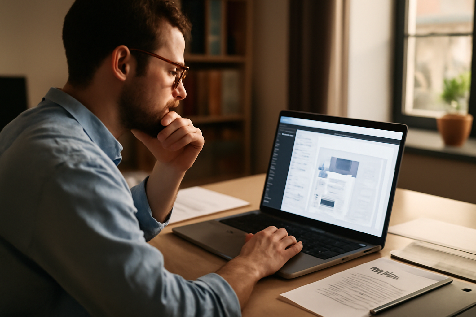 wegic.ia sur un ordinateur portable en bureau en France, équipe préparant un site IA