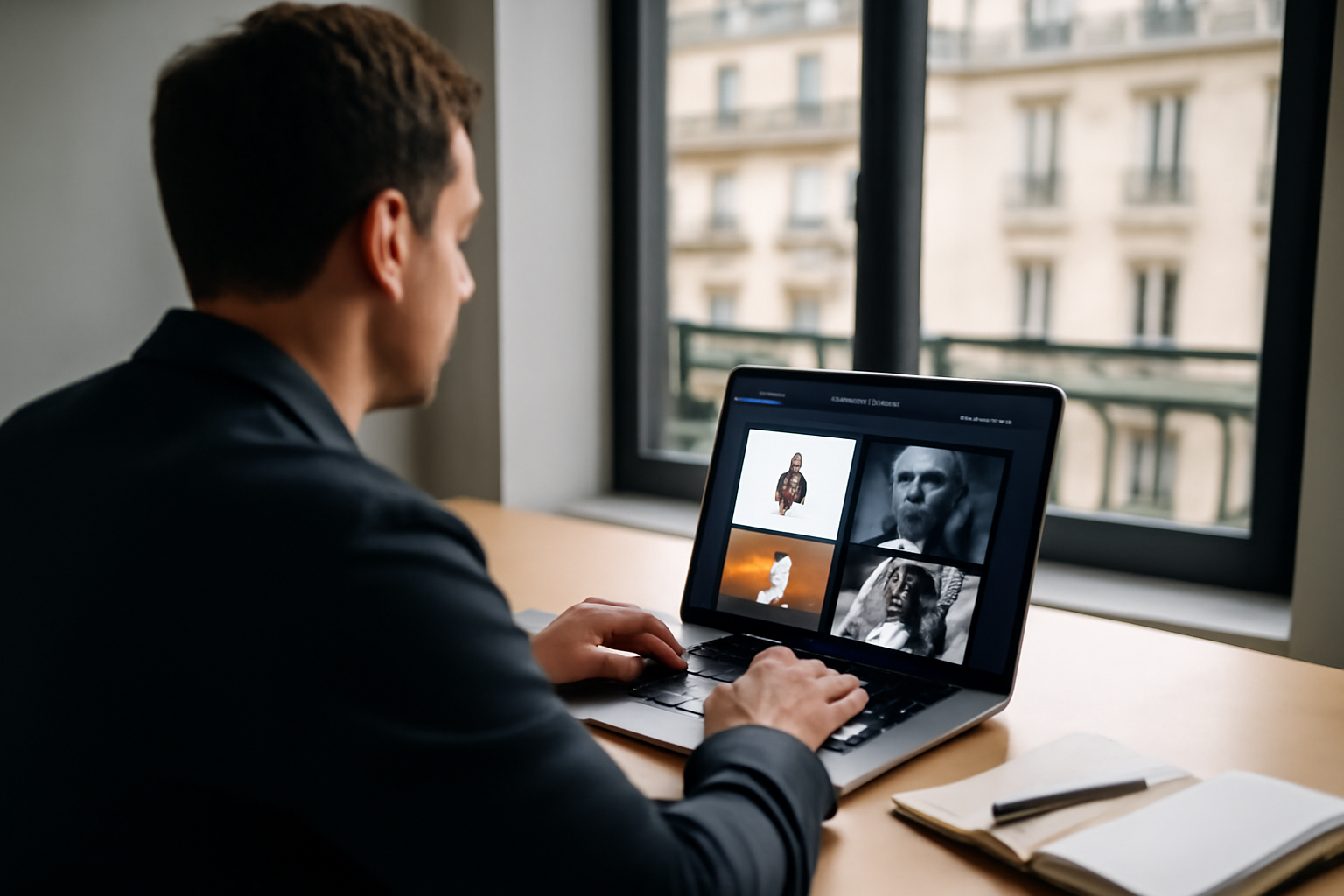 dreamstudio génération d’images sur un ordinateur portable dans un bureau lumineux