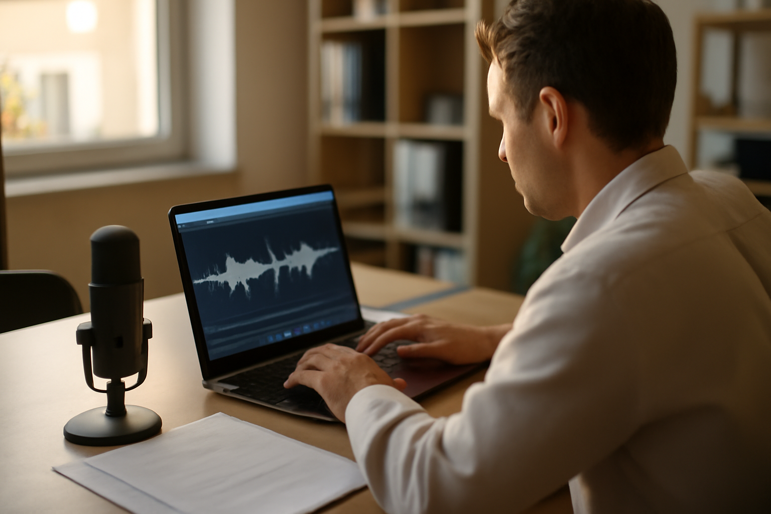 eleven lab : photo réaliste d’un poste de travail avec interface de voix IA