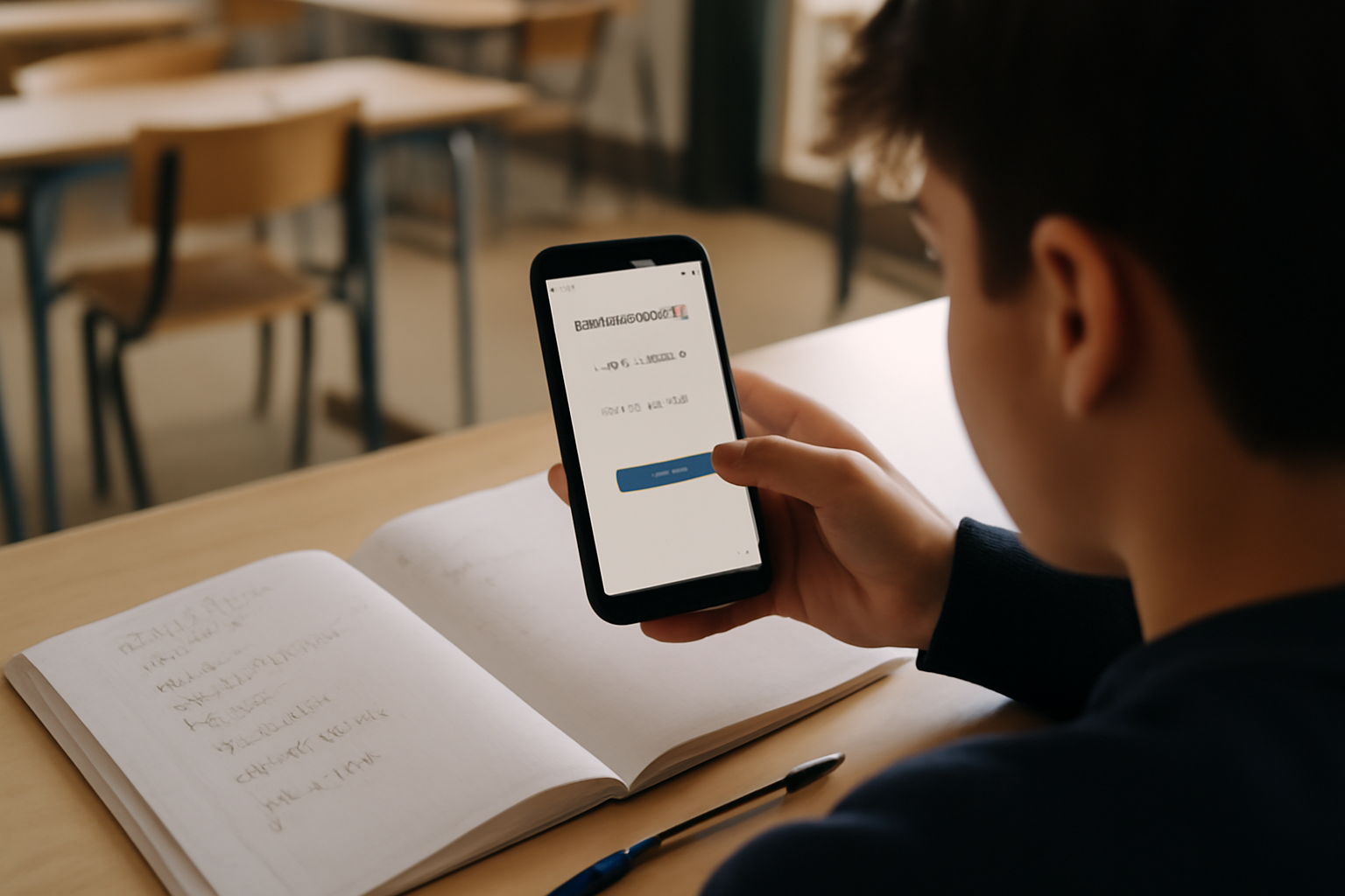 gauth sur smartphone pour résoudre un exercice de maths en classe