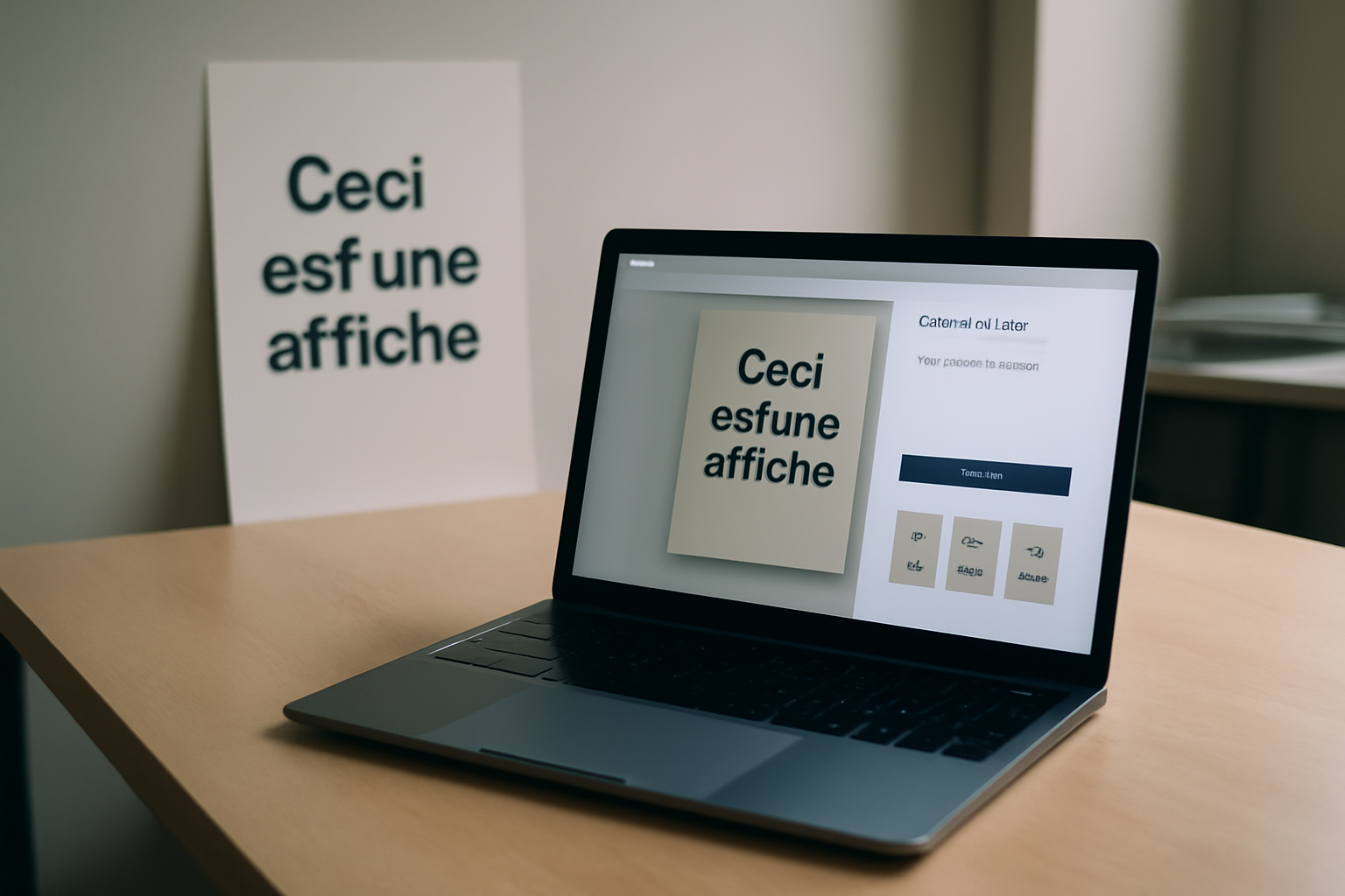 ideogram ia générant une bannière marketing avec texte lisible sur fond uni, studio photo