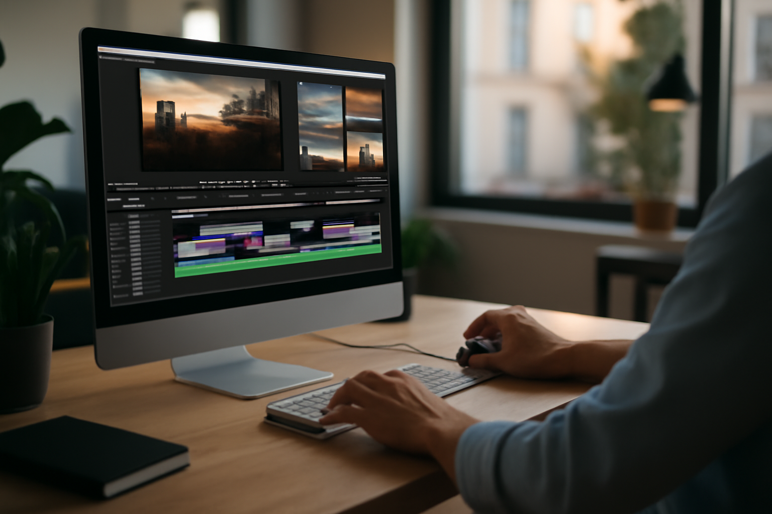 invideo : création de vidéo IA sur un écran avec timeline et modèles