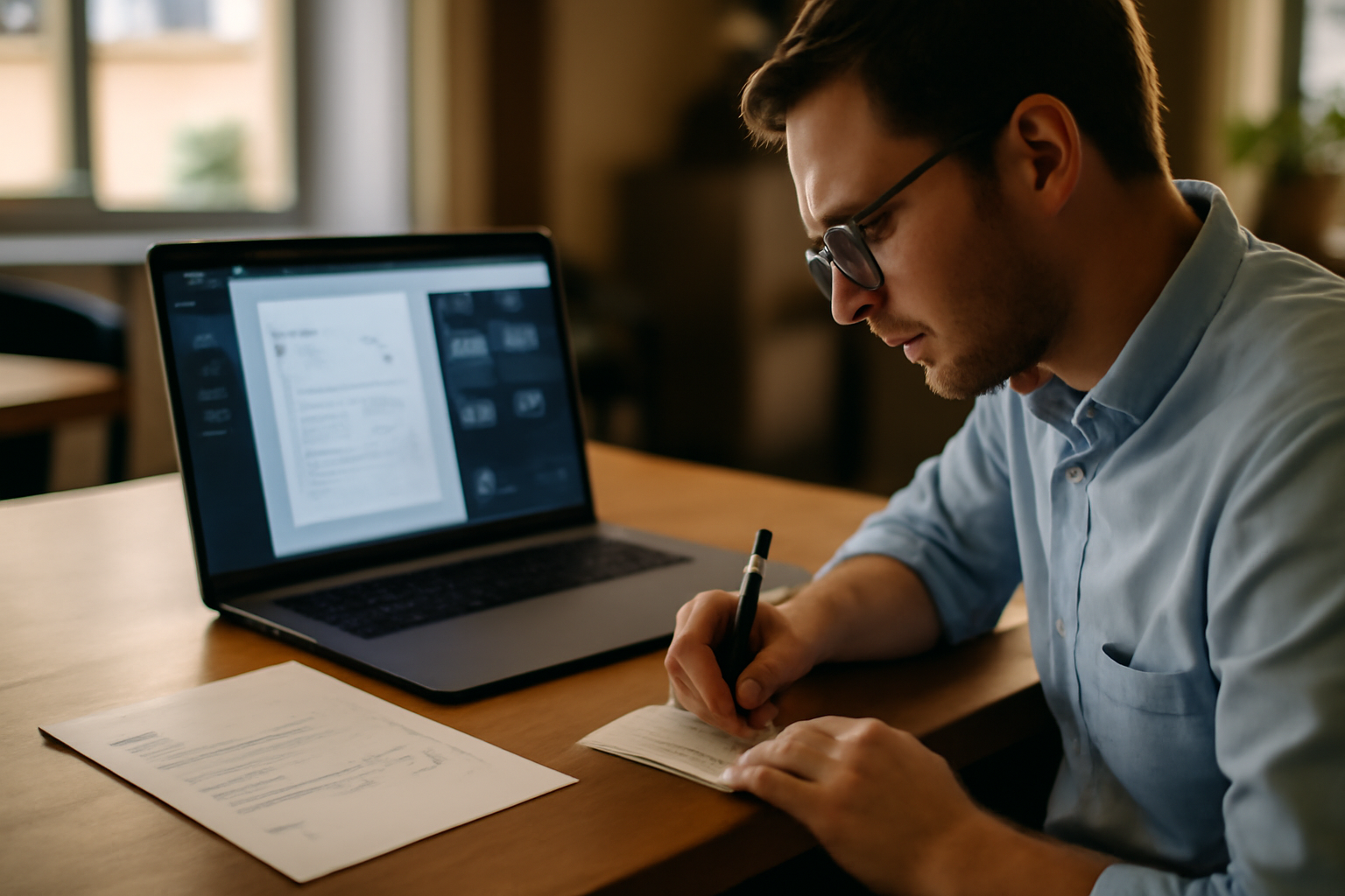 Pixtral analyse une facture sur un bureau avec ordinateur portable en France
