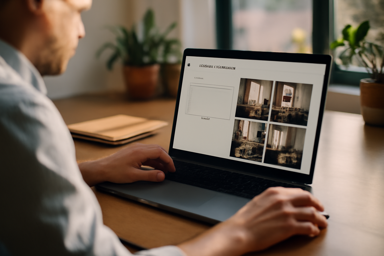 reve ia : bureau avec écran affichant un générateur d’images IA et une image éditée