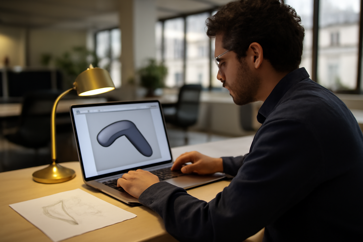 Vizcom transformant un croquis de produit en rendu 3D sur un bureau en France