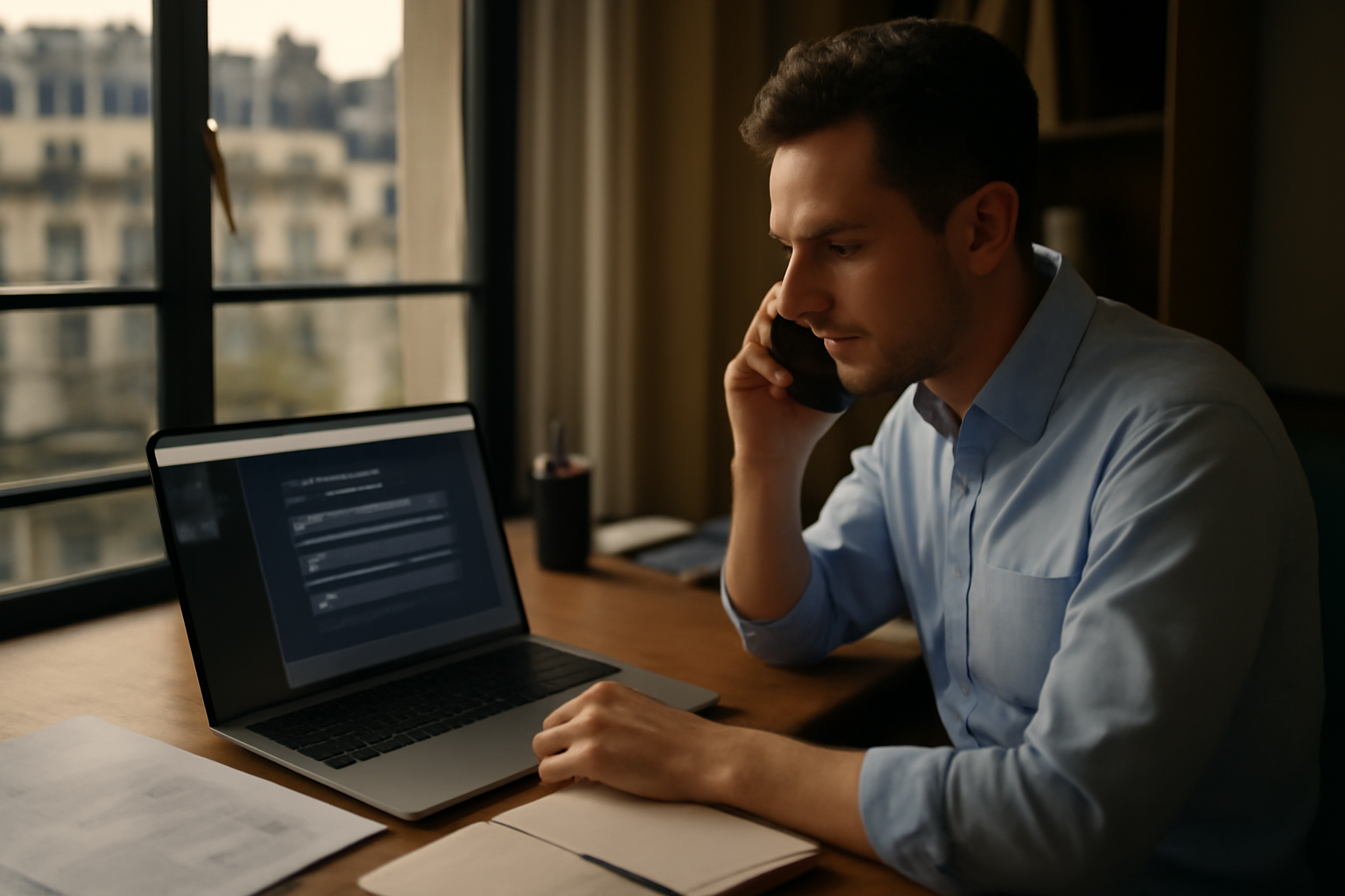 youchat sur écran d’ordinateur en environnement de travail, interface de conversation et documents