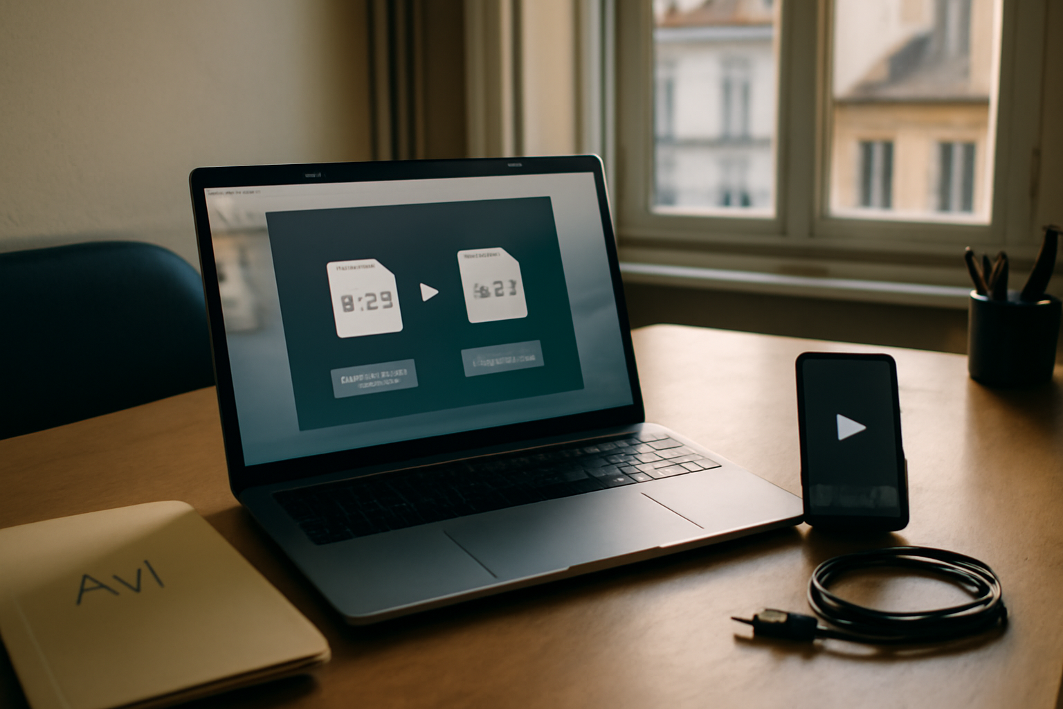 convertisseur avi mp4 en ligne sur un écran montrant l’import d’un fichier AVI