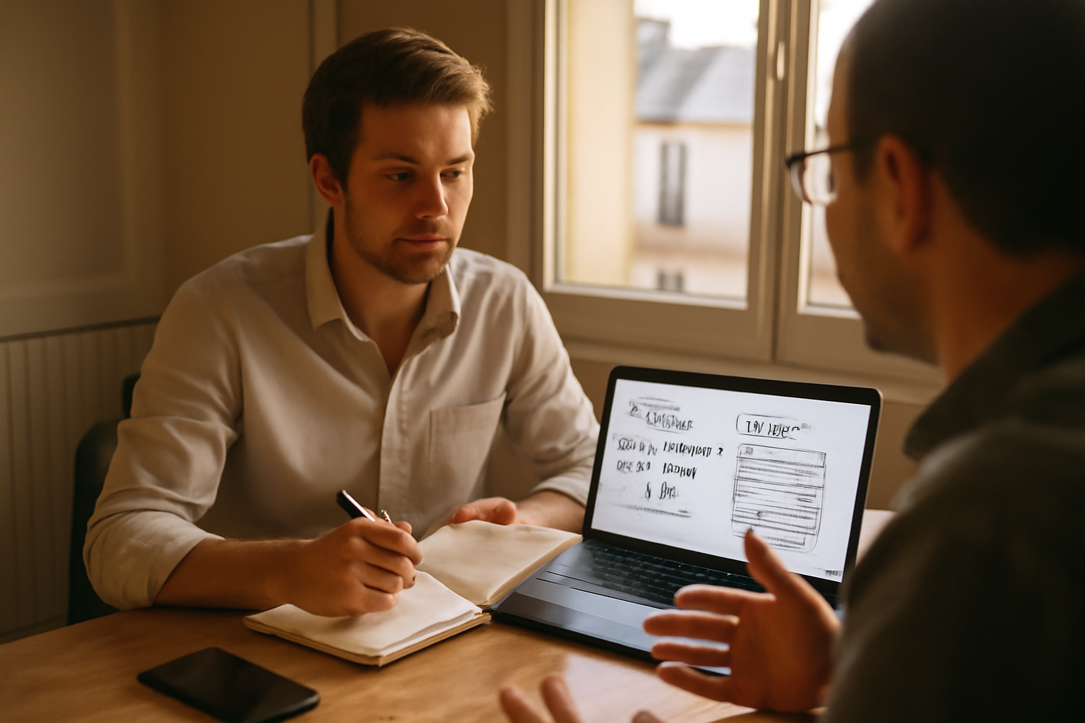 création site web : équipe préparant un plan SEO sur ordinateur portable en France