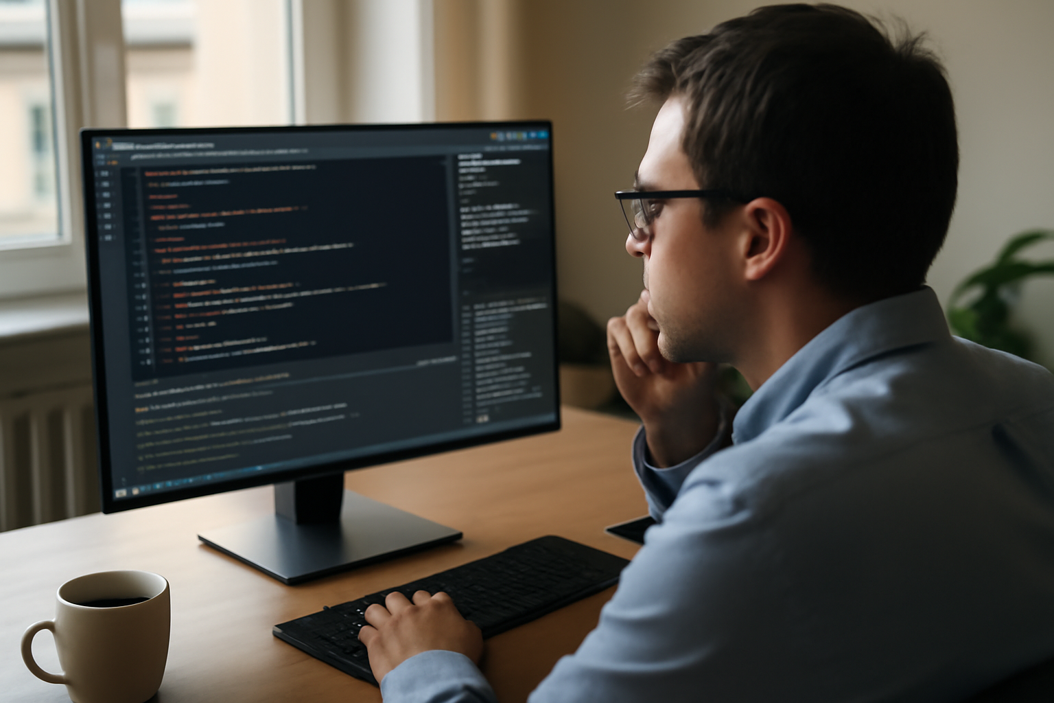 IDE informatique avec écran affichant du code, build et débogage dans un environnement de développement intégré