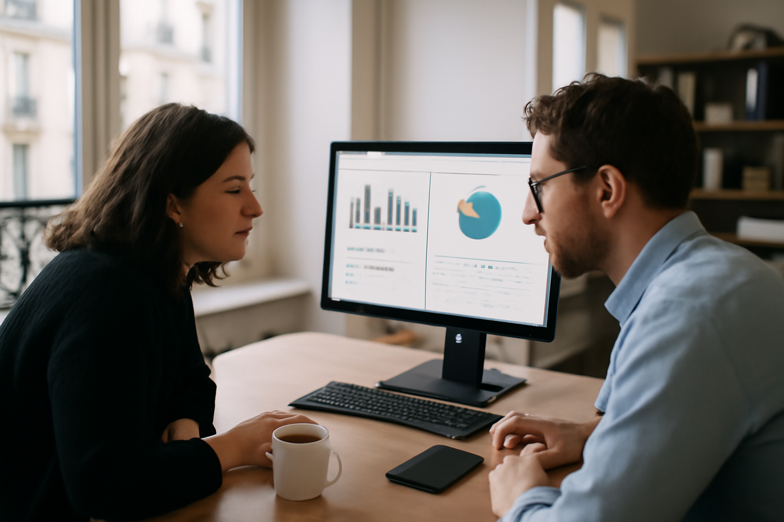 lean e commerce : équipe e-commerce analysant un tableau de bord conversion sur ordinateur