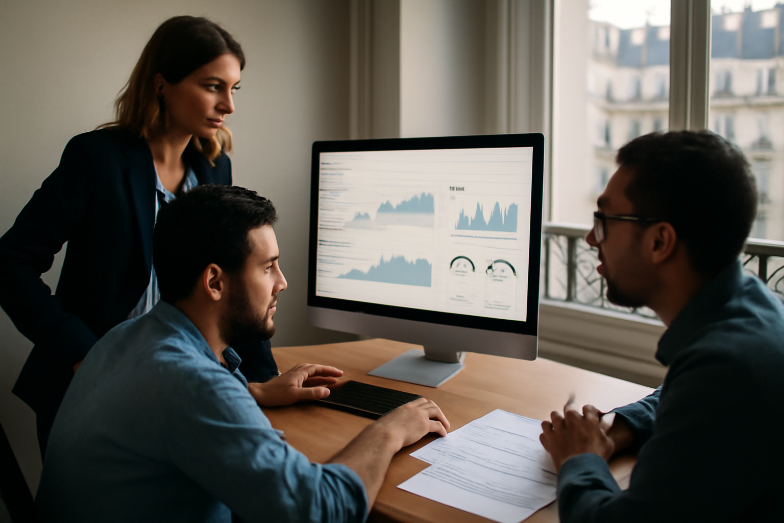 Agence de seo optimization agency en salle de pilotage SEO avec tableaux de bord et rapports