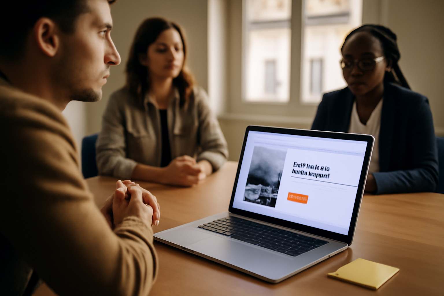 exemple de bannière web sur écran d’ordinateur portable en entreprise