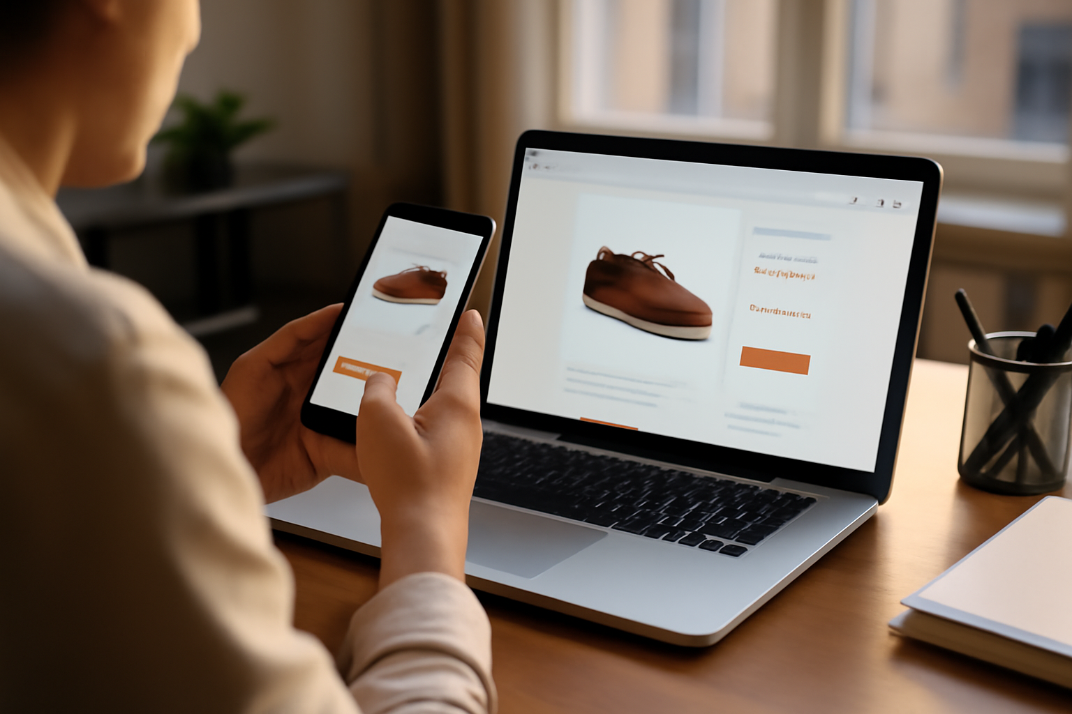 exemple de fiche produit seo : photo réaliste d’une fiche produit e-commerce avec images et avis