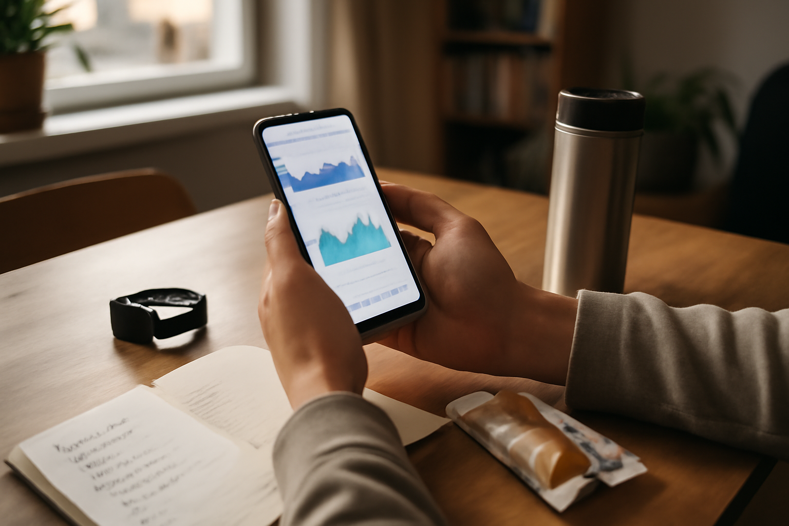 innovation au quotidien avec un téléphone et une montre connectée sur une table de travail en France