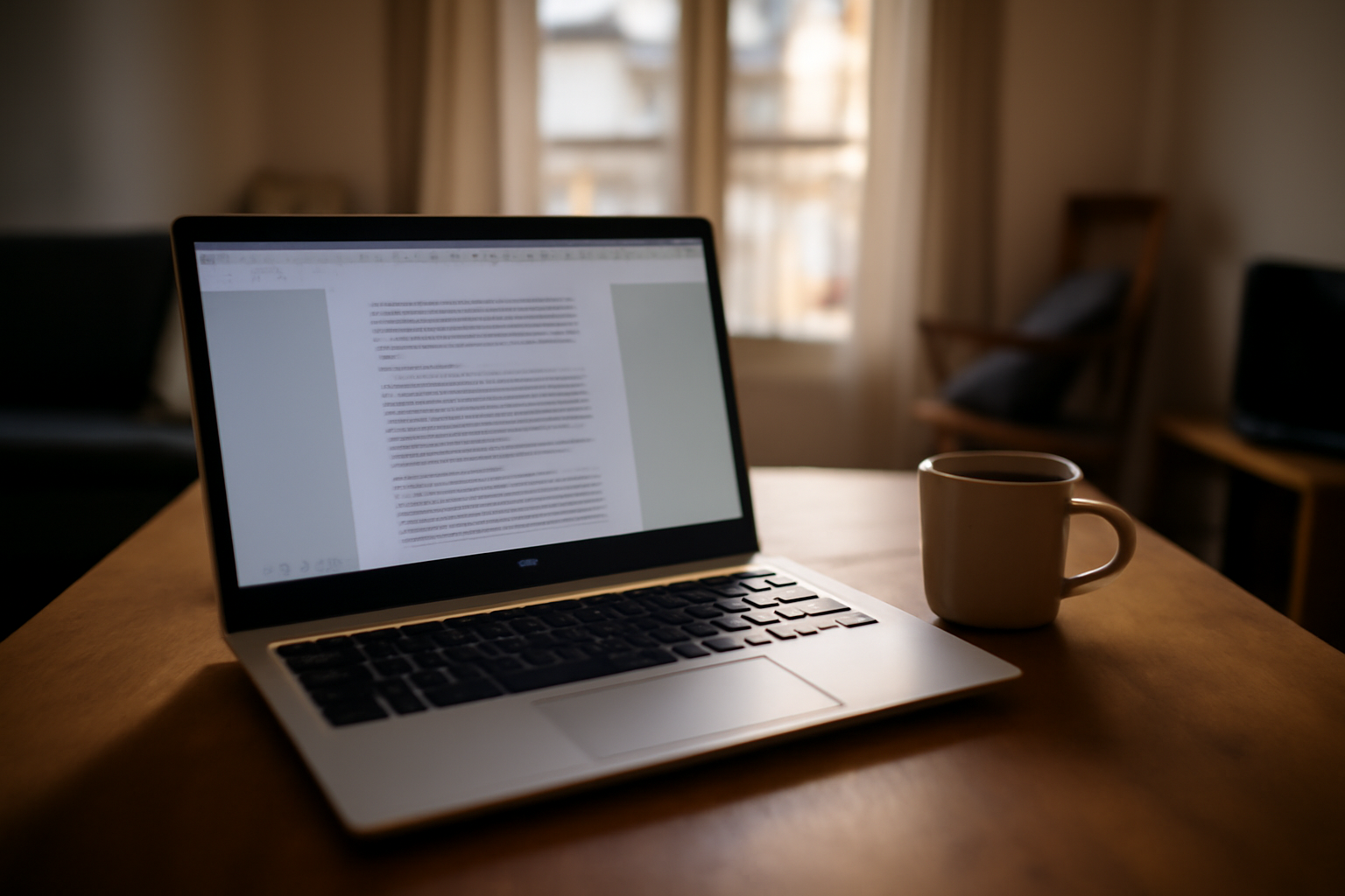 ordinateur portable hp ouvert sur un bureau en France, écran allumé, clavier visible, lumière naturelle