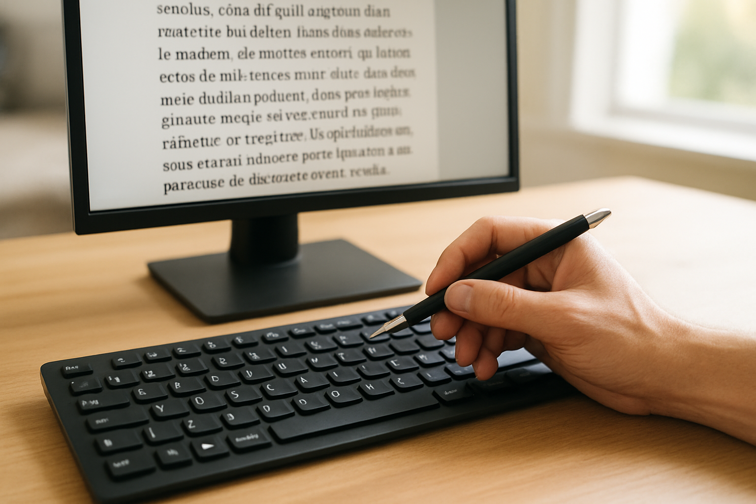Clavier azerty avec touches Maj, AltGr, Ctrl et pavé numérique visible sur un bureau en France