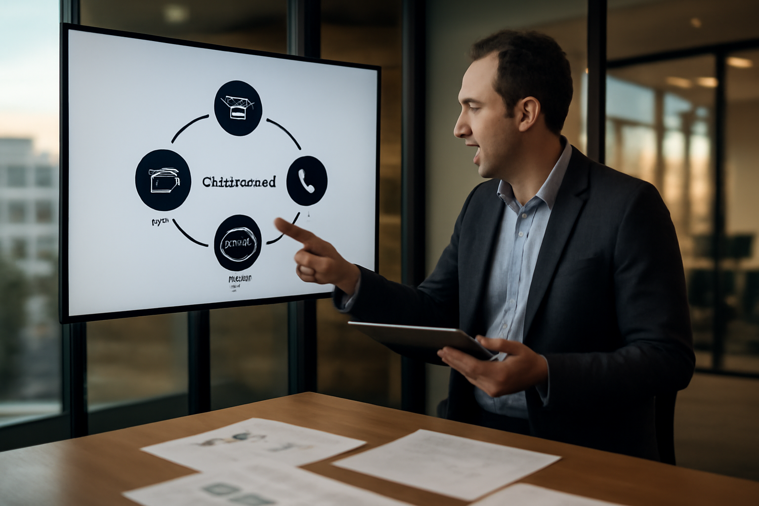 Schéma d’orchestration omnicanale et parcours client sur un écran