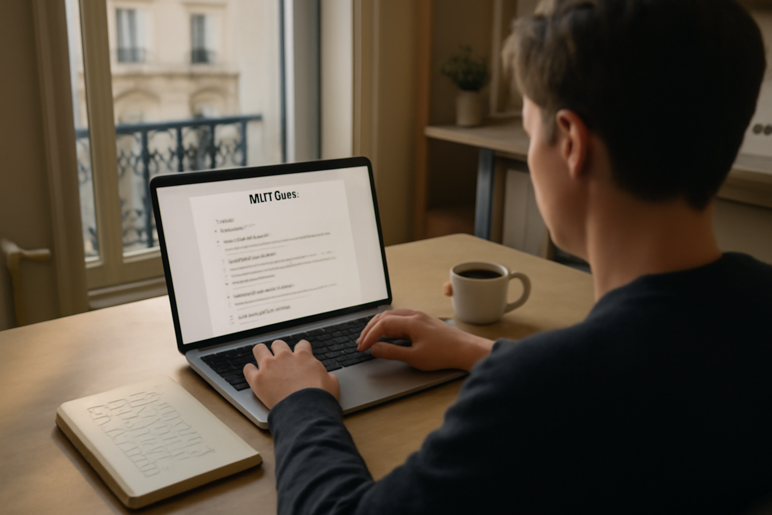 devenir rédacteur web sans diplôme : ordinateur portable avec documents SEO et brouillons