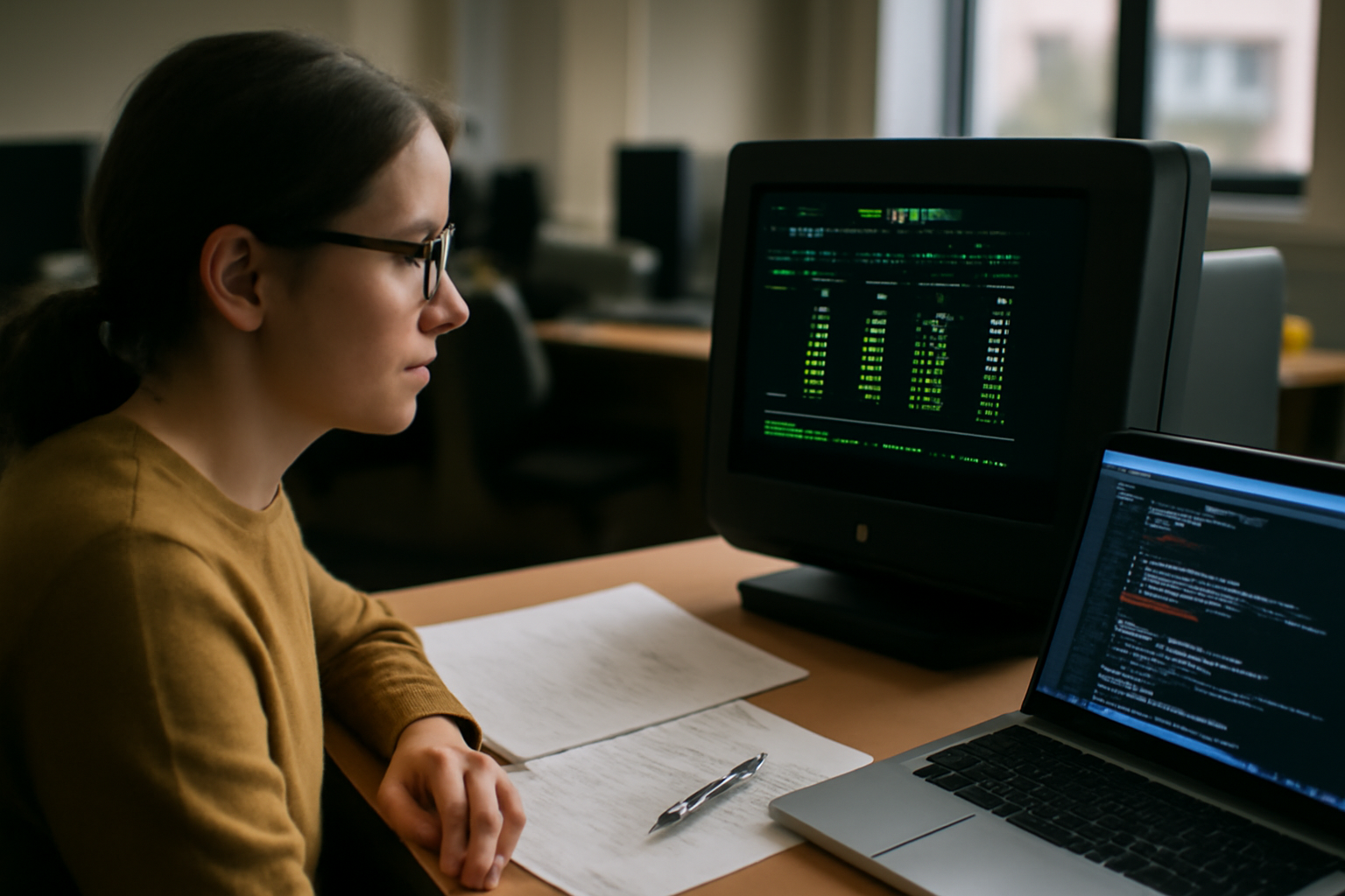 report program generator RPG IBM i : technicien consultant un écran de rapports et des fichiers